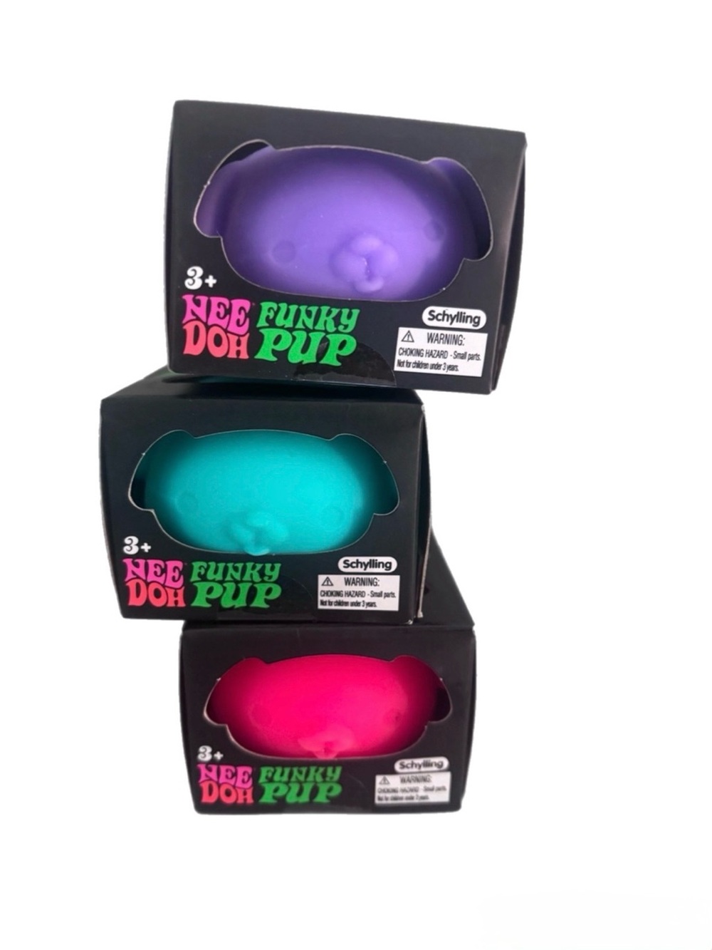 Schylling Nee Doh Funky Pup Sensory Toy Bundle - Purple, Teal, Pink